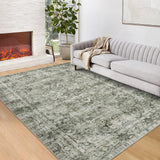 Garvee Washable Area Rugs,Low-Pile Vintage Rugs with Non-Shedding for Entryway Nursery Bedroom Living Room for Kitchen Bedside Entrance 5' x 7' - Green