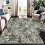Garvee 9x12ft Area Rug for Living Room/Bedroom - Low-Pile, Non-Slip, Washable - Soft Polypropylene, Snowflake Print, Ethnic Style - Green Carpet for Kids, Dorm, Nursery - Green