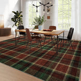 Garvee Washable Area Rug 5x7 Non Slip Modern Plaid Rug Soft Low Pile for Living Room Bedroom Nursery, Red&Green - Red&Green