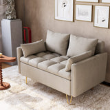 Garvee 44”W Faux Leather Sofa, Couch with Heavy Duty Frame and Comfortable Cushion - Great for Living Room or Office Space in Beige - Off white