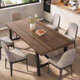Garvee 78.7" Industrial Wood Dining Table with Sturdy Metal Frame and Adjustable Legs for 6-8 People, Brown - Brown