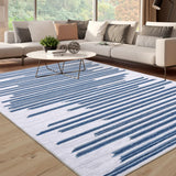 Garvee Living Room Rug 5x7 Washable Rug Boho Rugs for Bedroom Office Dining Room Neutral Rug Modern Geometric Rug Moroccan Rug Electic Line Pattren Rug Contemporary Stripe Rug Blue - Blue