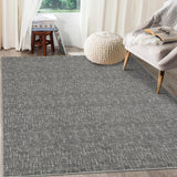 Garvee Bedroom Area Rug 4x6 Modern Abstract Area Rug Stain Resistant Small Living Room Rug Contemporary Dining Room Rug Non-Slip Solid Rug Aesthetic Accent Floor Carpet for Kitchen Office, Grey - Gray