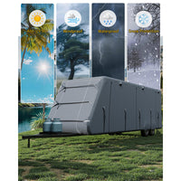 Garvee Travel Trailer RV Cover 7-Layer Heavy-Duty Camper Cover 24'-27' with Windproof Straps & Tire Covers, Waterproof, UV Resistant