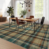 Garvee Washable 9x12 Area Rug Modern Plaid Non Slip Low Pile Stain Resistant Brown & Beige for Living Room Bedroom Nursery - Brown&Beige