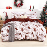 Garvee Christmas Duvet Cover Queen, Reversible Printed Comforter Cover Set Christmas Holiday Decorative Bedding, Soft Microfiber Red Duvet + 2 Pillow Shams (Christmas Theme, Queen) - Orange