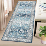 Garvee Runner Rug 2x6 Washable Rug Non-Slip Hallway Runner Rug Indoor Stain Resistant Throw Floor Caver Vintage Rug Boho Accent Living Room Runner Retro Carpet for Bedroom Laundry, Navy - Navy