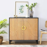 Garvee Buffet Cabinet Sideboard Storage Cabinet Adjustable Feet Freestanding Coffee Bar Accent Cupboard Organizer Living Room Black