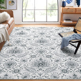 Garvee 8x10 Area Rug for Living Room Vintage Washable Rugs for Bedroom Retro Distressed Floor Carpet Soft Low Pile Paisley Print Accent Rug for Dining Room Nursery Home Office Playroom Grey - Gray
