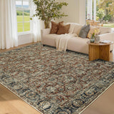 Garvee Washable Area Rugs 5x7 Rug Vintage Non Slip Large Area Rug for Living Room Bedroom Dining Room 5'x7' Red - Red