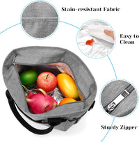 Garvee Lunch Bag for Women Men, Tote Adult Lunch Box with Adjustable Shoulder Strap & Side Pockets, Portable Lunch Tote Bag for Work Picnic School or Travel Gray-Normal Size