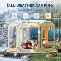 Garvee 10x10 Ft Outdoor All Weather Pop Up Tent, 6-8 Person Instant Tent Shelter, Rainproof Camping Sun Shelter Coldproof & Windproof for Patio, Backyard, Deck, Sports Events, Beige