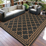 Garvee 10x14 Outdoor Rug Waterproof Reversible Patio Mat, Plastic Straw Rug for RV Camping, Balcony, Deck, Backyard, Black/Brown - Black & Brown