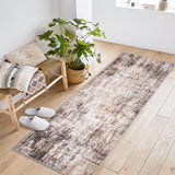 Garvee Rugs for Living Room 2x6ft, Machine Washable Vintage Area Rugs with Non-Slip Backing, Soft Short Pile Carpet for Bedroom, Kitchen, Hallway, Office, Multi-Color - Brown