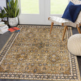 Garvee Washable Rug 6x9 Area Rugs for Living Room Washable Stain Resistant Soft Thin Non Skid Rubber Backing- Bedroom & Dining Room - Large Floor Vintage Carpet -Family & Pet Friendly Rugs - Yellow