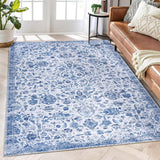 Garvee Large Rug 6x9 Washable Ultra Soft Rugs Non Slip Low Pile Carpet Large Living Room Rug for Farmhouse Nursery Bedroom Office, Blue - Blue