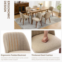 Garvee Set of 4 Mid-Century Modern Fabric Upholstered Dining Chairs with Padded and Solid Wood Legs, Camel