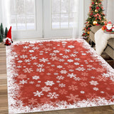 Garvee Christmas Area Rug 4x6 Rug Washable Rug Snowflake Holiday Decor Xmas Modern Printed Red Rug Entryway Rug Non Slip Carpet Soft Low Pile Accent Rugs for Nursery Bedroom Living Room 4'x6' Red - Snowflakes|Red