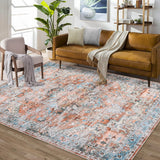 Garvee Machine Washable Area Rug 5x7 Vintage Distressed Area Rug for Living Room Bedroom Traditional Medallion Floral Non-Slip Stain Resistant Accent Rug Carpet for Home Decor - Brick Red
