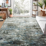 Garvee 9x12 Area Rug Large Machine Washable Rug for Living Room Modern Abstract Accent Carpet Stain Resistant Non-Slip Rug Contemporary Aesthetic Floor Cover for Home Decor, Blue/Grey - Blue/Gray