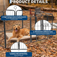 Garvee Outdoor Dog Playpen, 40"H Heavy Duty Metal Pet Exercise Pen, Metal Dog Fence with Gate, Pet Fence for Large/Small Dogs, Portable Dog Fence for RV Camping, Yard, Garden, 8 Panels