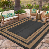 Garvee Outdoor Plastic Straw Rug 8x10 Reversible Waterproof Patio Rug Black/Brown for Camping, RV, Porch, Balcony, Picnic, Beach - Black/Brown