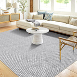 Garvee Large Washable Rug 8x10 Rug Netural Braided Print Rug Low Pile Rug Modern Rug Stain-Resisitant Carpet Non-Slip Accent Rug for Living Room Bedroom Dining Room Nursery Dorm Office,Grey - Gray