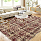 Garvee Plaid Red 5x7 Modern Area Rugs Washable Rugs for Living Room Area Rugs Farmhouse Rug Low Pile Bedroom Rug Ultra Soft Carpet Tartan Non Slip Throw Rugs for Office Classroom Dining Room - Red