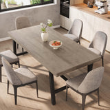 Garvee 78.7" Industrial Wood Dining Table with Sturdy Metal Frame and Adjustable Legs for 6-8 People, Grey - Grey