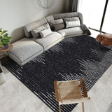 Garvee Washable Area Rug 5x7 Rug for Living Room Stripe Printed Black Rug Low Pile Bedroom Rug Modern Area Rugs Soft Non Slip Throw Rugs Stain Resistant Carpet for Classroom Dining Room Black 5'x7' - Black