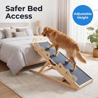 Garvee Wooden Adjustable Dog Ramp for Bed Couch Pet Ramp for Small or Large Dog with Non-Slip Surface Portable Dog Car Ramp for SUV Car. RVs & Truck. Up to 250 LBS