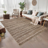 Garvee Modern Brown 10x13 Washable Rug Non Shedding Living Room Rug Bedroom Rug Large Area Rug Low Pile Modern Rug Soft Braided Print Indoor Accent Rug Lightweight Foldable Rug for Playroom Nursery - Brown