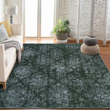 Garvee Bedroom Rug Washable Non Slip Low Pile Boho Floral Small Carpet for Bedroom Bedside Soft Paisley Design - Dark Green