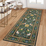 Garvee Washable Runner Rug Green 2x6 Non Slip Kitchen Rugs Floral Indoor Entryway Rugs - Green