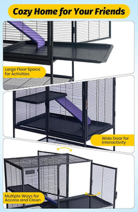 Garvee 36"H Multi-Level Metal Small Animal Cage, Removable Tray & Ramp, Lockable, BPA-Free, Indoor/Outdoor Use,for Ferrets, Hamsters, Chinchillas, Rabbits, Guinea Pigs, Hedgehogs, Gerbils