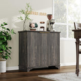 Garvee Coffee Bar Cabinet, Modern Farmhouse Kitchen Storage Cabinet With Fluted Doors, Sideboard Buffet Cabinet With Adjustable Shelves, for Kitchen, Dining Room, Living Room, Dark Oak - Dark Oak