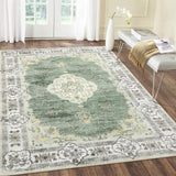 Garvee Rugs for Living Room 9x12 Washable Soft Rug Vintage Rugs Non Slip Distressed Rug Low Pile Thin Rug Stain Resistant Accent Throw Rug for Bedroom, Green - Green