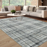 Garvee Plaid Green 6x9 Rug Washable Plaid Rug for Living Room Distressed Checkered Rug for Bedroom Modern Office Carpet Low Pile Neutral Soft Nursery Rug Non Slip Farmhouse Floor Cover - Green