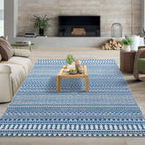 Garvee 6x9 Living Room Rug Boho Geometric Soft Low Pile Rug Non Slip Non Shedding Carpet Stain Resistant Rug for Bedroom Nursery Home Office, Blue/ 6'× 9' - Blue