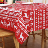 Garvee Christmas Tablecloth Rectangle Boho Style Tablecloth Table Cloths for Parties Waterproof Christmas Tree and Deer Pattern Rectangle Table Cover for Picnic Kitchen, 60 x 102 Inch, Red - Red