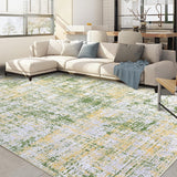 Garvee Area Rug 5x7 Abstract Sketch Distressed Green Rug Non-Slip Washable Rug Bedroom Thin Rug Colorful Kitchen Rug Contemporary Carpet Living Room Play Mat - Yellow Green
