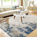 Garvee Abstract Blue & Yellow 9x12 Area Rug, Modern Machine Washable Non Slip Stain Resistant for Living Room, Dining Room, Office, Bedroom - Blue & Yellow