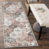 Garvee Washable 2x8 Runner Rug Vintage Floral Non-Slip Kitchen Mat Pink Grey for Entryway Bathroom Hallway - Pink/Gray