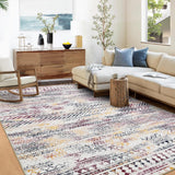 Garvee Washable Rugs 5x7 Area Rugs for Living Room Moroccan Printed Rug Low Pile Bedroom Rug Geometric Distressed Area Rugs Non Slip Throw Rugs for Office Classroom Dining Room 5'x7' Purple Multi - Colorful