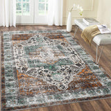 Garvee Oriental Rusty Brown 10x13 Area Rug Living Room Rug Washable Rug Soft Large Area Rug Non-Slip Vintage Distressed Rug for Living Room Bedroom Farmhouse Dining Room Playroom Office, Thin Carpet Medallion Rug - Rusty Brown