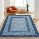 Garvee Area Rug 3x5 Braided Print Machine Washable Rug Blue for Living Room Bedroom Kitchen Nursery Office - Blue