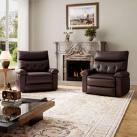 Garvee Oversized Wide Massage Recliner Chair, PU Leather Large Manual Recliner for Adults, Ultimate Comfort Lazy Boy with 1.5X Sponge Filling and Easy Recline Mechanism for Relaxation, Coffee