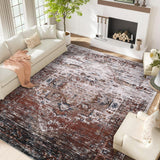 Garvee Washable 9x12 Area Rugs, Large Rugs for Living Room Ombre Vintage Distressed Bedroom Rug, Ultra-Thin Soft Non-Slip Area Rug for Dining Room, Rust Multi - Brick Red