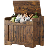 Garvee Storage Chest, 24.8" Toy Chest for Boys Girls, Kids Wood Large Toy Box, Storage Bench with Safety Hinge, Storage Trunk for Entryway, Living Room, Bedroom, Playroom, Rustic Brown - Rustic Brown-24.8"
