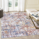 Garvee Area Rug 4x6 Washable Rug Abstract Sketch Entryway Rug Red Multi Print Non-Slip Rug Colorful Overdyed Mat Living Room Contemporary Carpet Low Pile Rug for Bedroom, Red Multi - Red Blue